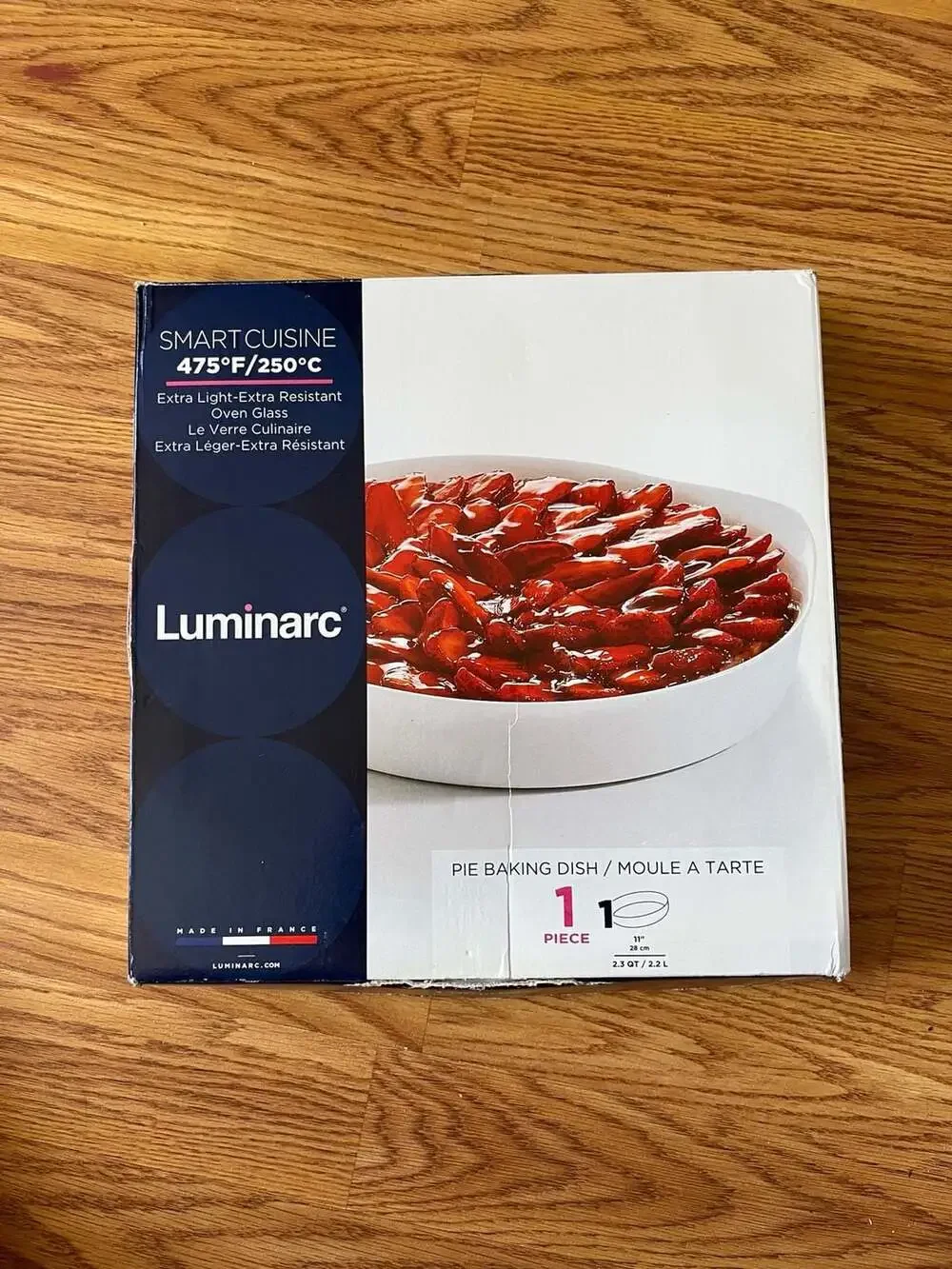 Luminarc Smart Cuisine 11-Inch White Oven Glass Pie Baking Dish